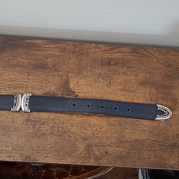 Brighton Brown & Black Reversible Embossed Leather Belt with Silver Buckle (M) main image 4